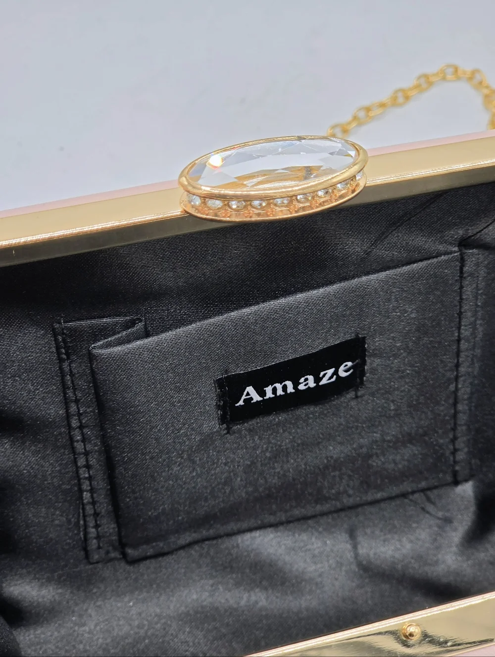 Amaze Floral 3D Embellished Box Clutch - Blush Pink & Gold